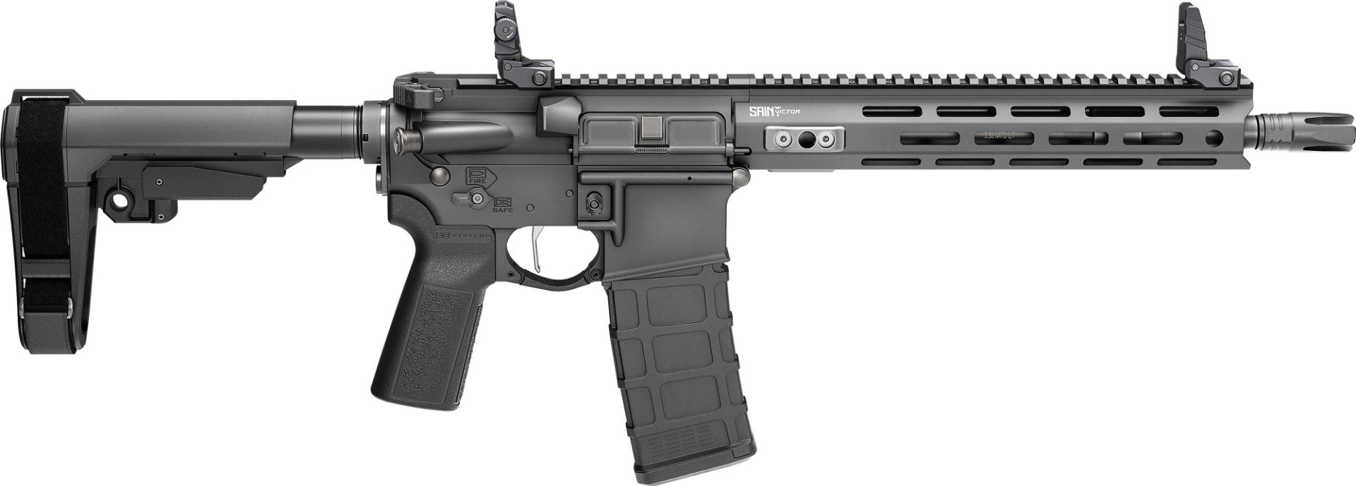 Springfield Saint Victor V2 5.56 NATO 11.5" MLOK SBA3 AR-15 Pistol, Black - STV9115556BPV2SBA3 - Springfield Armory