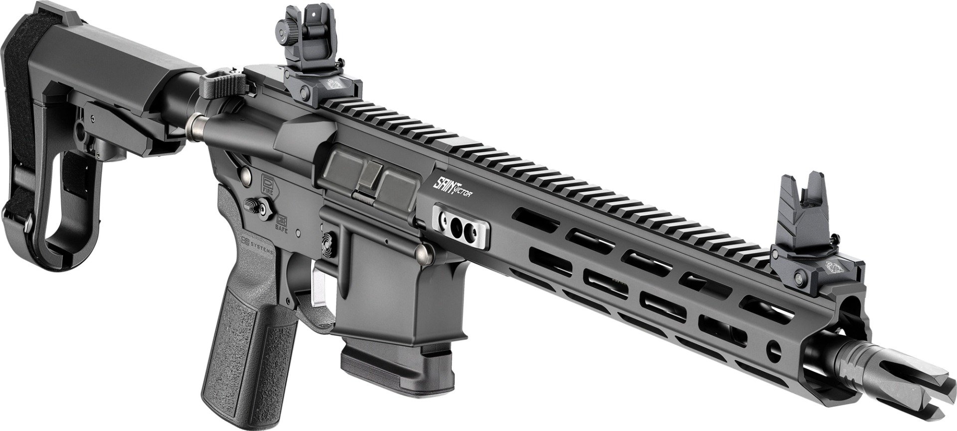Springfield Saint Victor V2 5.56 NATO 11.5" MLOK SBA3 AR-15 LC Pistol, Black - STV9115556BPLCV2SBA3 - Springfield Armory