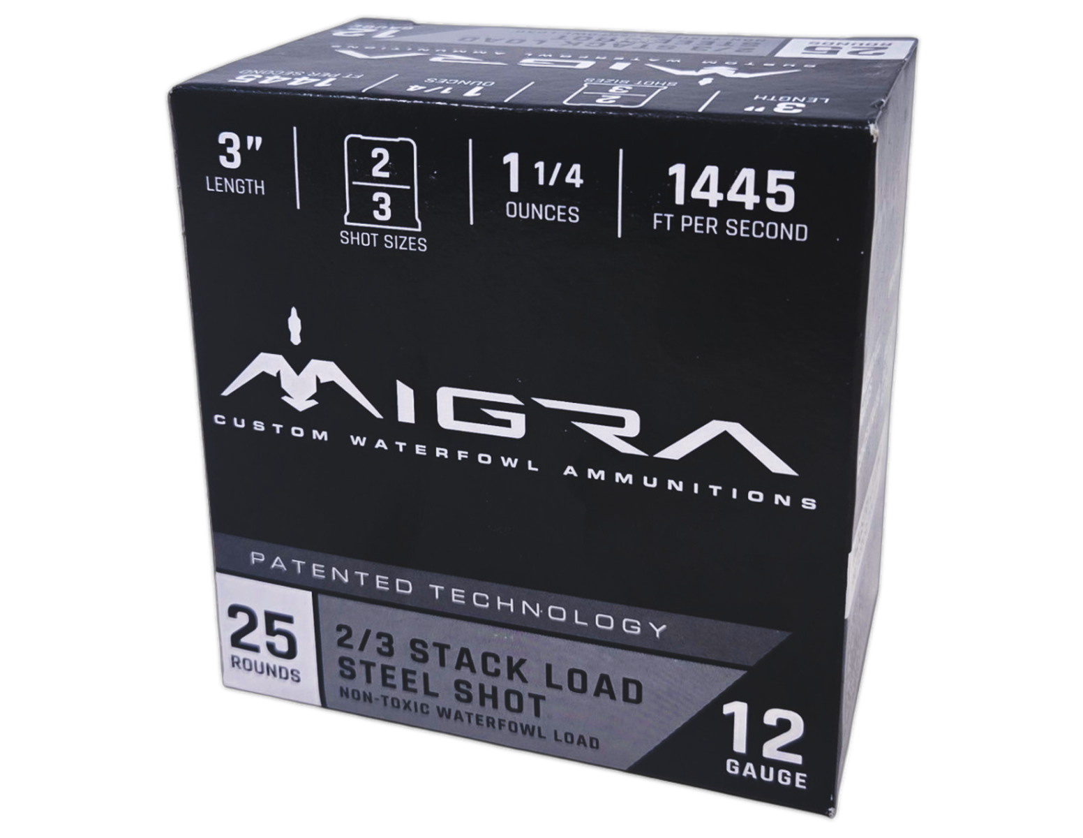 Migra Steel Waterfowl Staxd Load 12 Gauge 3" #2 & #3, 1.25oz, 25rds - M12SS23