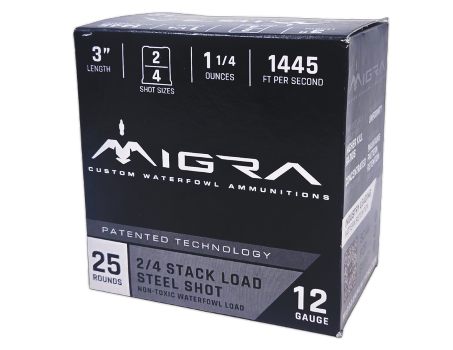Migra Steel Waterfowl Staxd Load 12 Gauge 3" #2 & #4, 1.25oz, 25rds - M12SS24