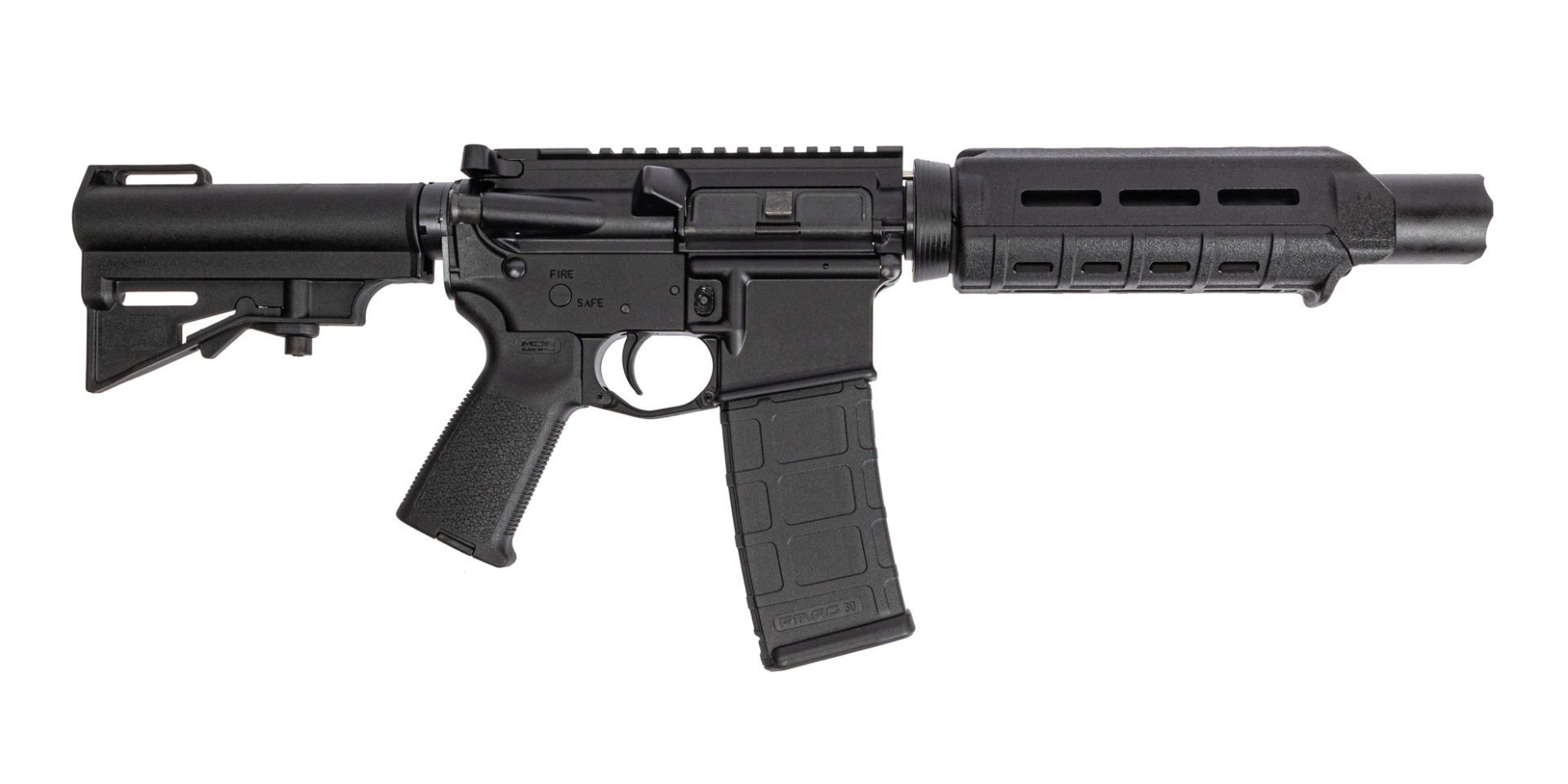 PSA 7" Pistol-Length 5.56 NATO 1/7 Nitride MOE AR-15 Complete Pistol W/HAR-15 Brace, Black - Palmetto State Armory