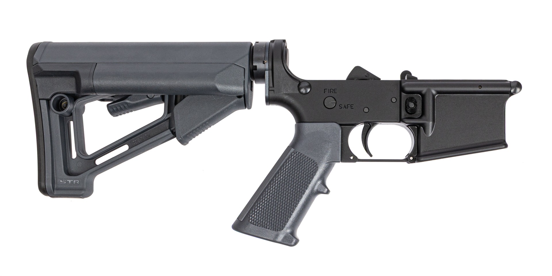 PSA STR Stealth AR-15 Complete Lower w/ Classic Grip & Trigger Guard, Gray - Palmetto State Armory