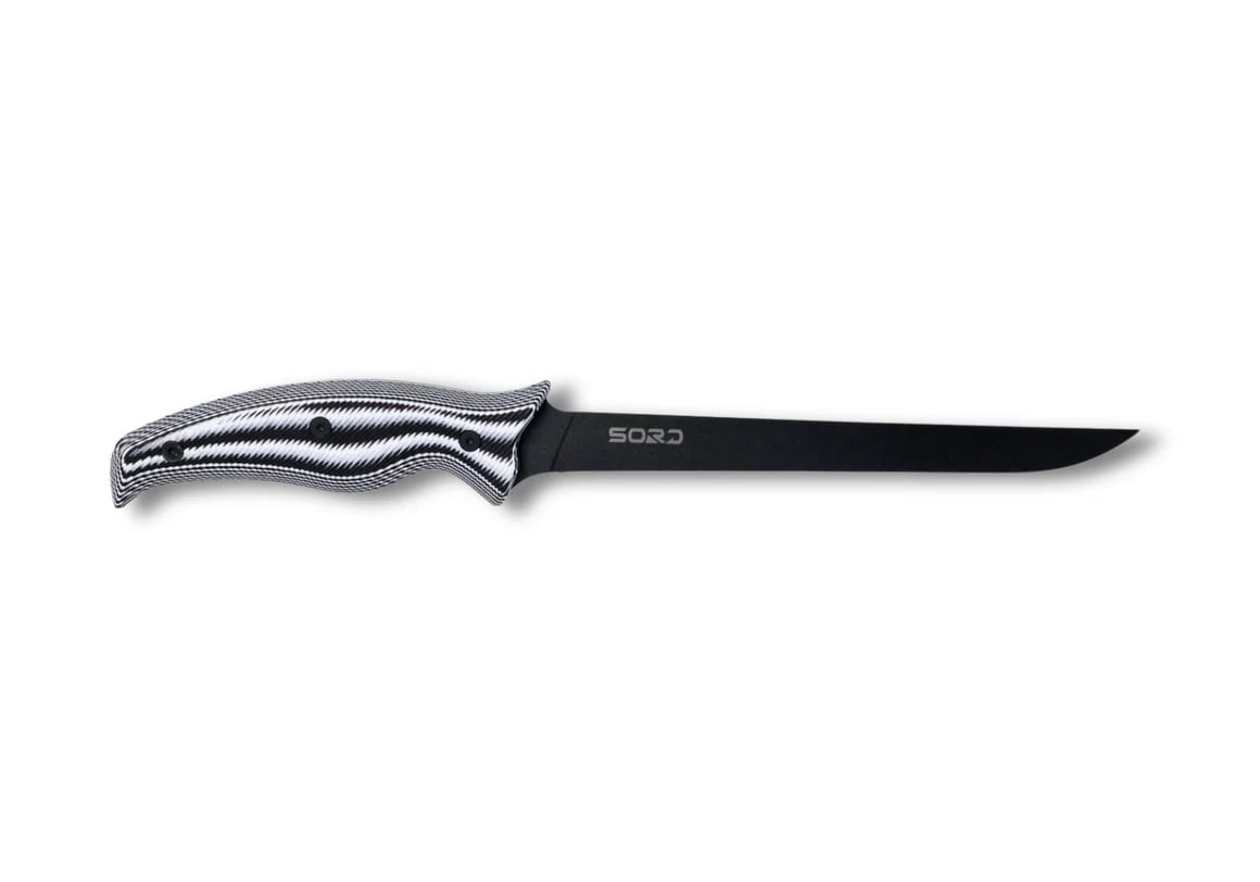 SORD Fishing Products 8" Flexy Fillet Knife Super Flex Fixed Blade, Black - S8IFK-SF - Sord Fishing Products