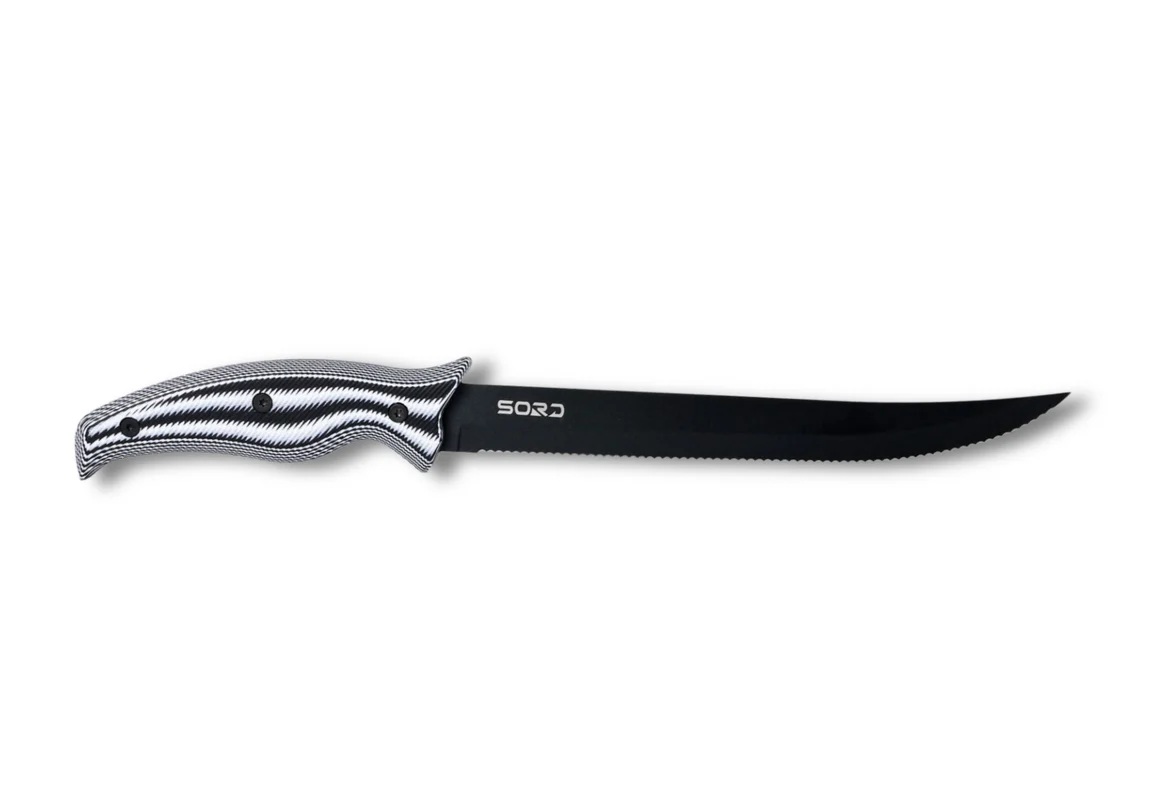 SORD Fishing Products 9" Serrated Knife Fixed Blade, Black - SSRBD - Sord Fishing Products