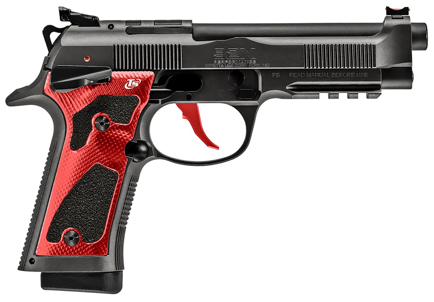 Beretta 92X Performance Carry Optic 9mm Pistol 4.9" 18rd, Blk / Red / Graphite Gray - J92XPCORD18 - Beretta