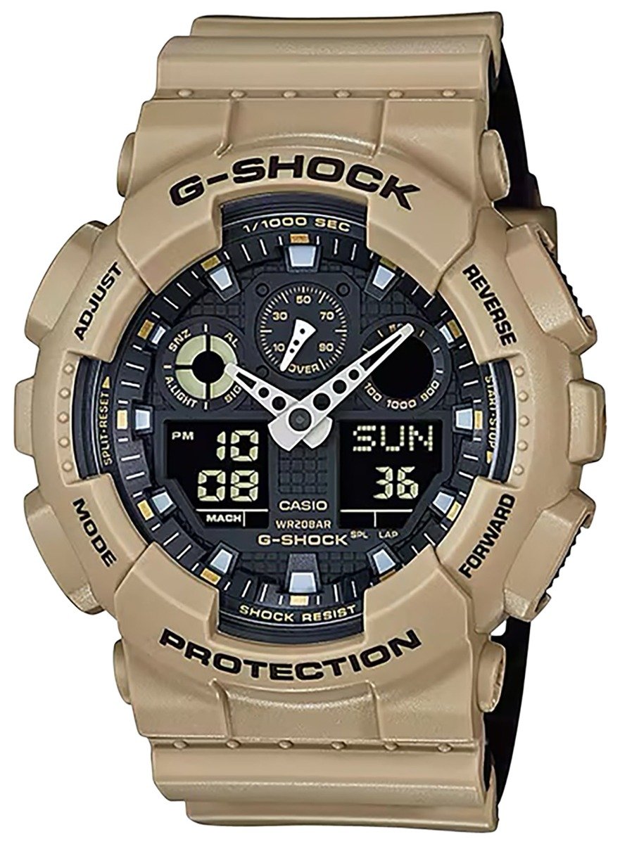 Casio G-Shock GA100 Tactical Analog/Digital Wrist Watch, Brown - GA100L8A - Casio