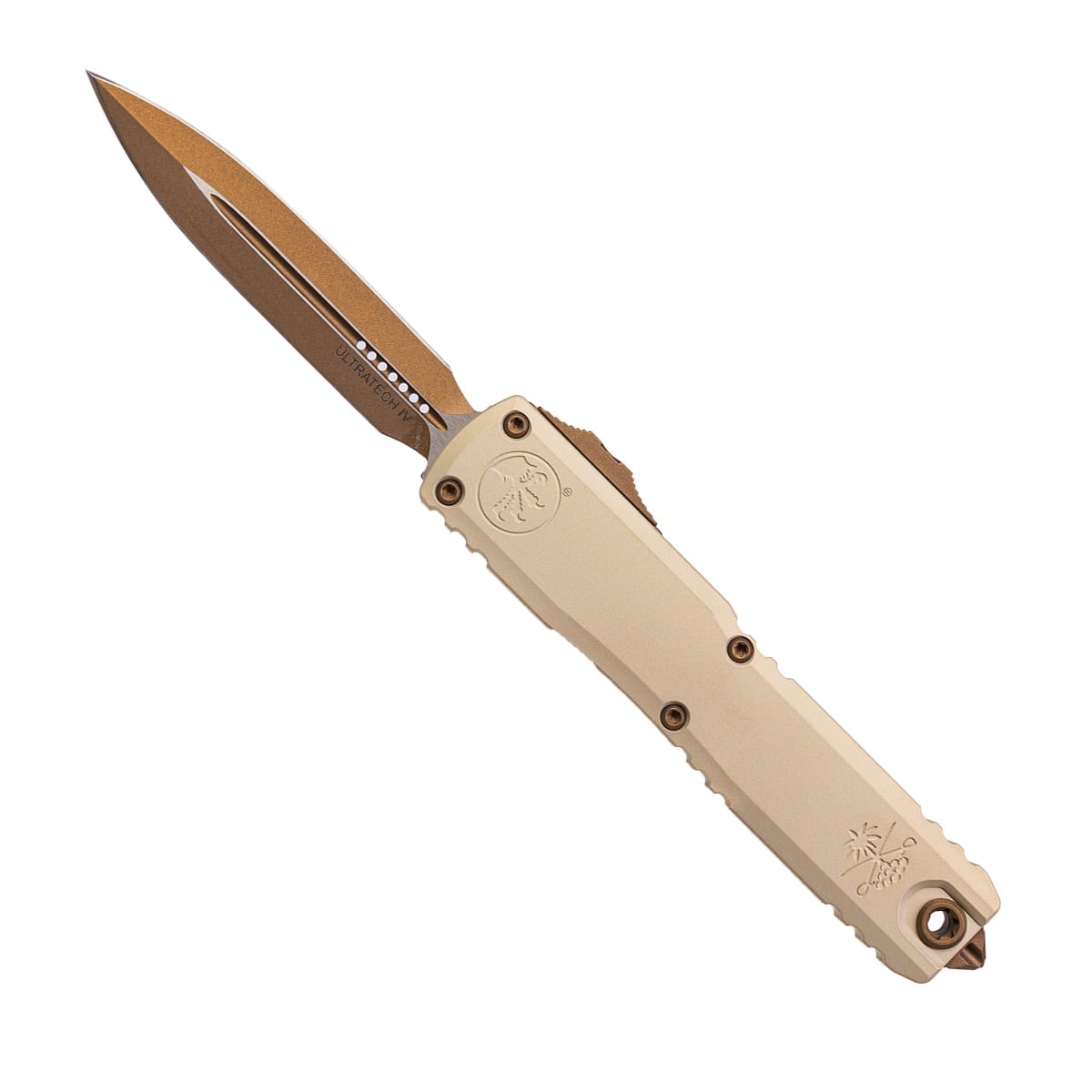 Sabre X Microtech Ultratech Gen IV OTF Dagger Point Knife, Champagne & Burnt Bronze - 1122-1CGUB-PSA