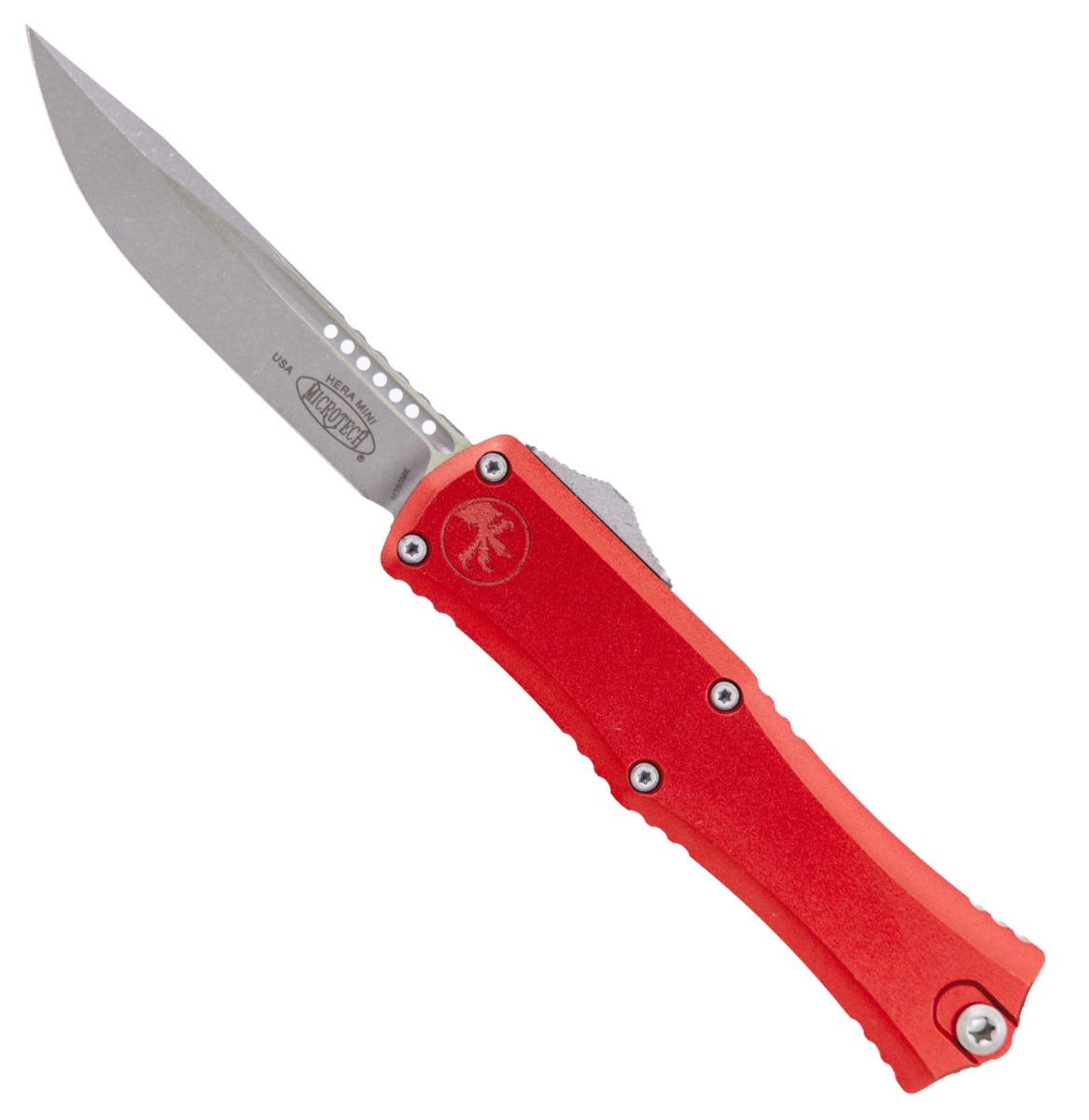 Microtech Mini Hera II S/E Apocalyptic OTF Drop Point Knife, Red - 1703M-10APRD