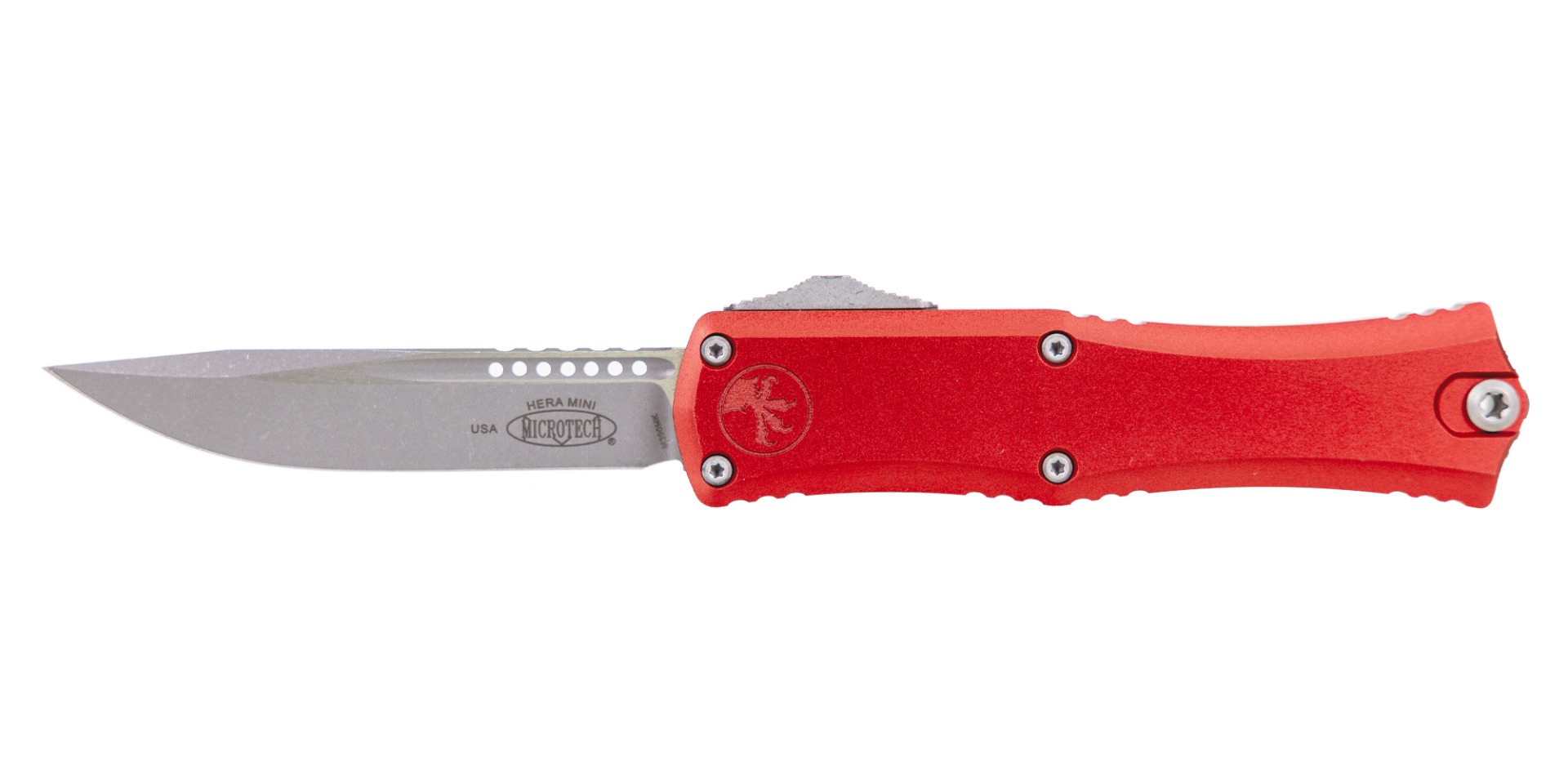 Microtech Mini Hera II S/E Apocalyptic OTF Drop Point Knife, Red - 1703M-10APRD