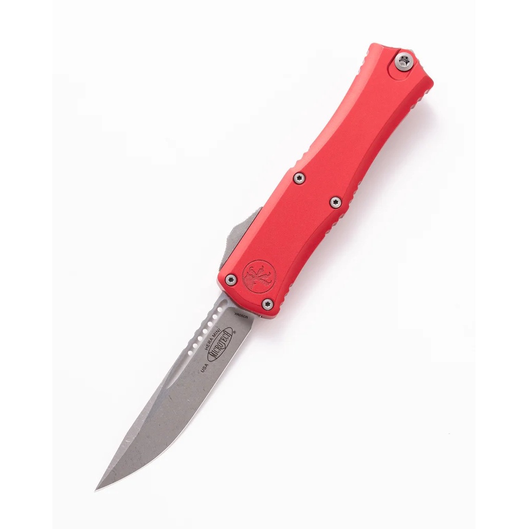 Microtech Mini Hera II S/E Apocalyptic OTF Drop Point Knife, Red - 1703M-10APRD - Microtech Knives