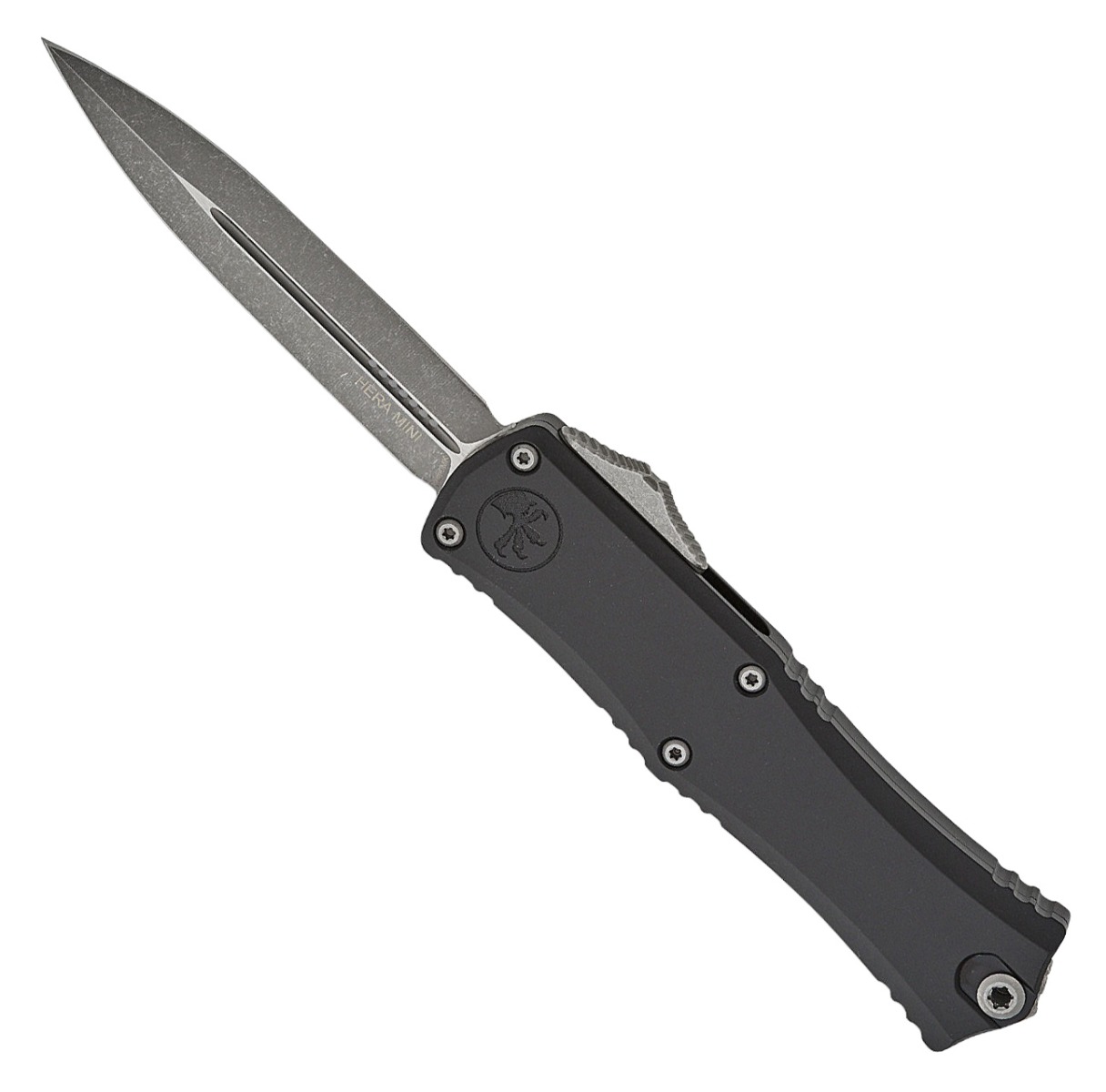 Microtech Knives Microtech Mini Hera II Apocalyptic OTF Bayonet Point Knife, Black - 1702M-10AP