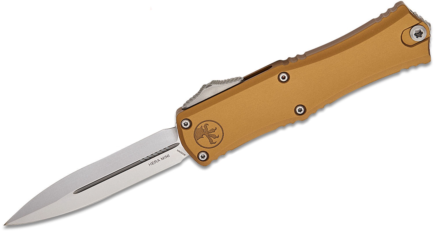 Microtech Mini Hera II D/E OTF Bayonet Point Knife, Tan - 1702M-10TA - Microtech Knives