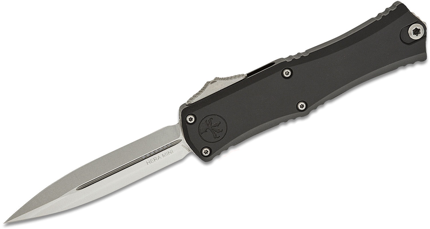 Microtech Mini Hera II D/E OTF Bayonet Point Knife, Black - 1702M-10 - Microtech Knives