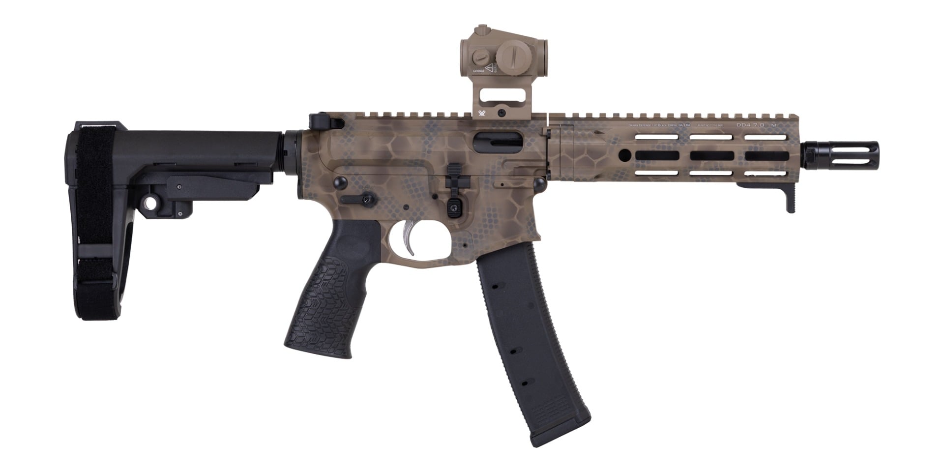 Daniel Defense PCC 8.3" 9mm Pistol With Vortex CrossFire II Red Dot, ARID Rattlecan - SB-013 - Daniel Defense