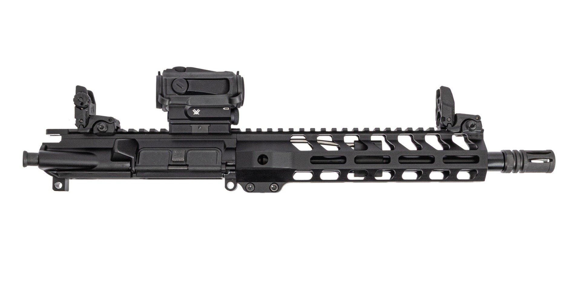 PSA 10.5" Pistol-Length 300AAC Blackout Nitride 9" Lightweight M-Lok Upper No BCG or CH, With MBUS Sight Set & Vortex Sparc - Palmetto State Armory