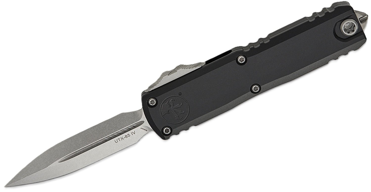 Microtech UTX-85 Gen IV OTF Dagger Point Knife, Black - 12324-10 - Microtech Knives
