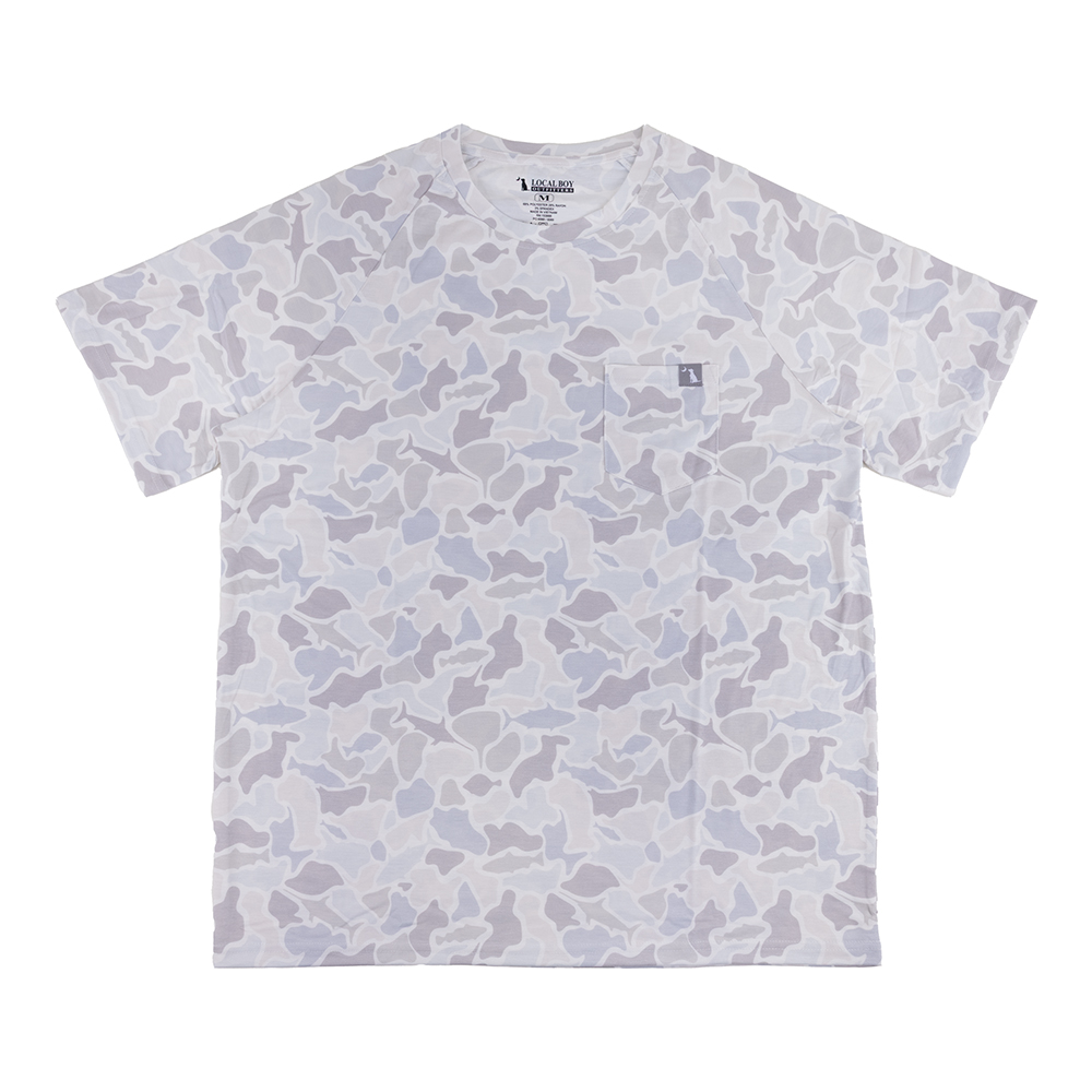 Local Boy S/S Heather Blend Crew, Saltwater Camo - Medium