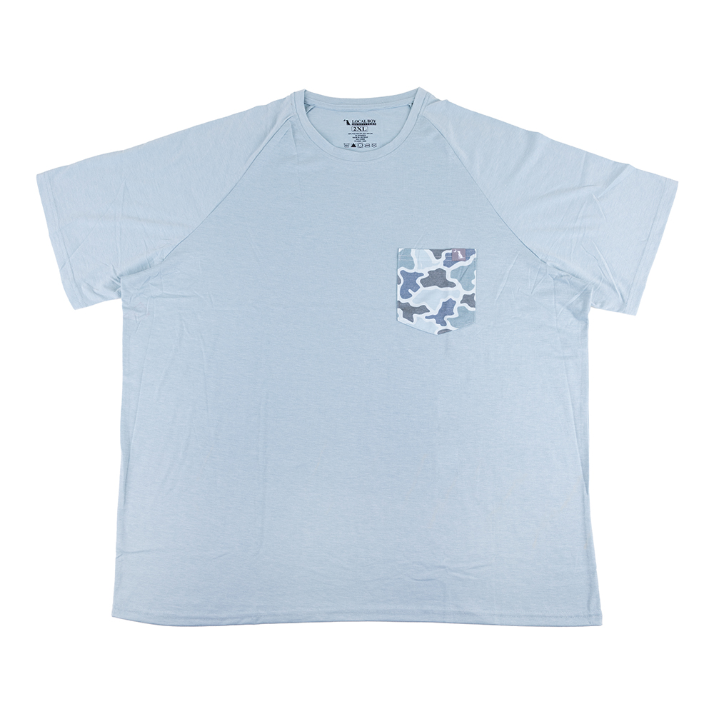 Local Boy S/S Heather Blend Crew, Dark Mint/Blue Dog & Moon Camo - 2X-Large