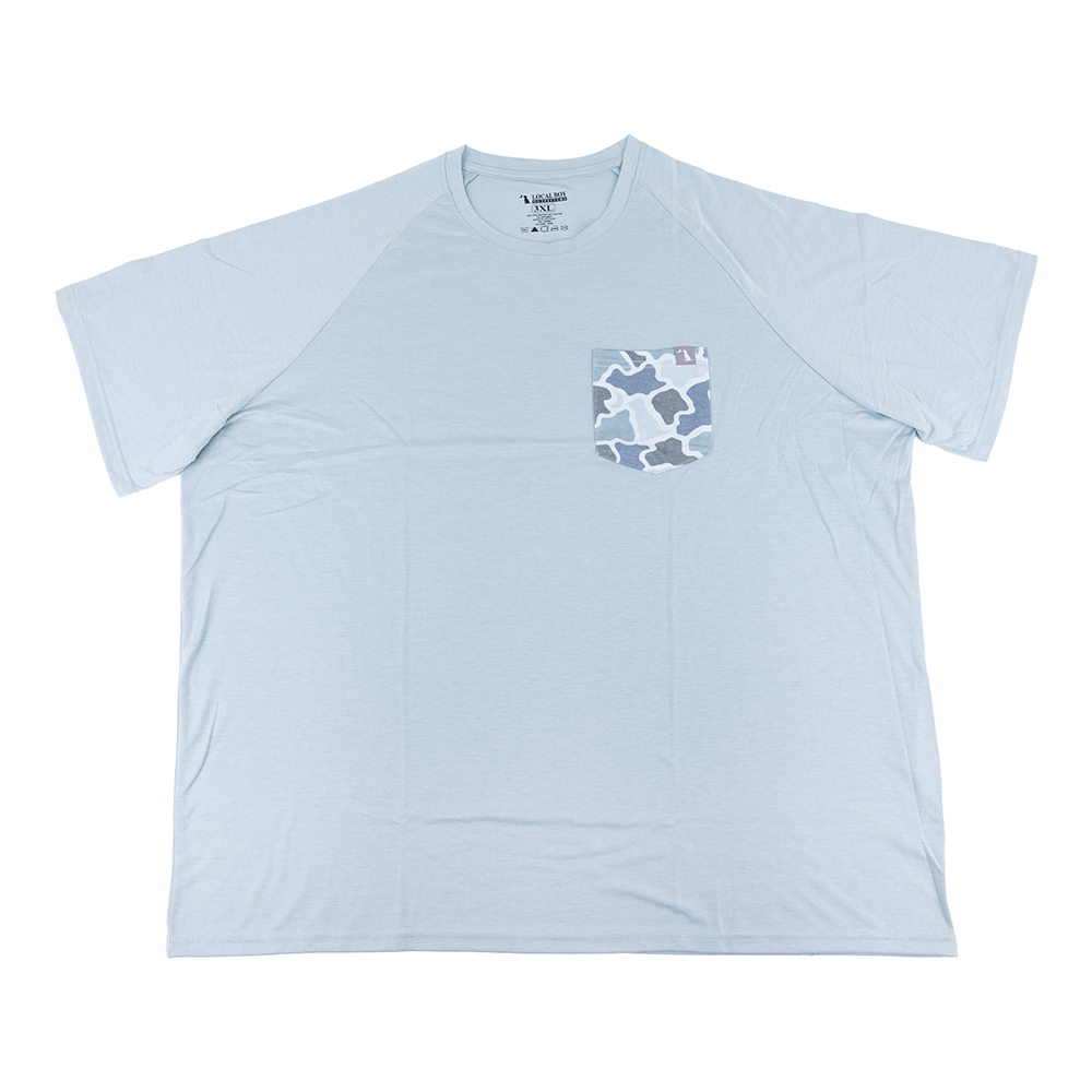 Local Boy S/S Heather Blend Crew, Dark Mint/Blue Dog & Moon Camo - 3X-Large