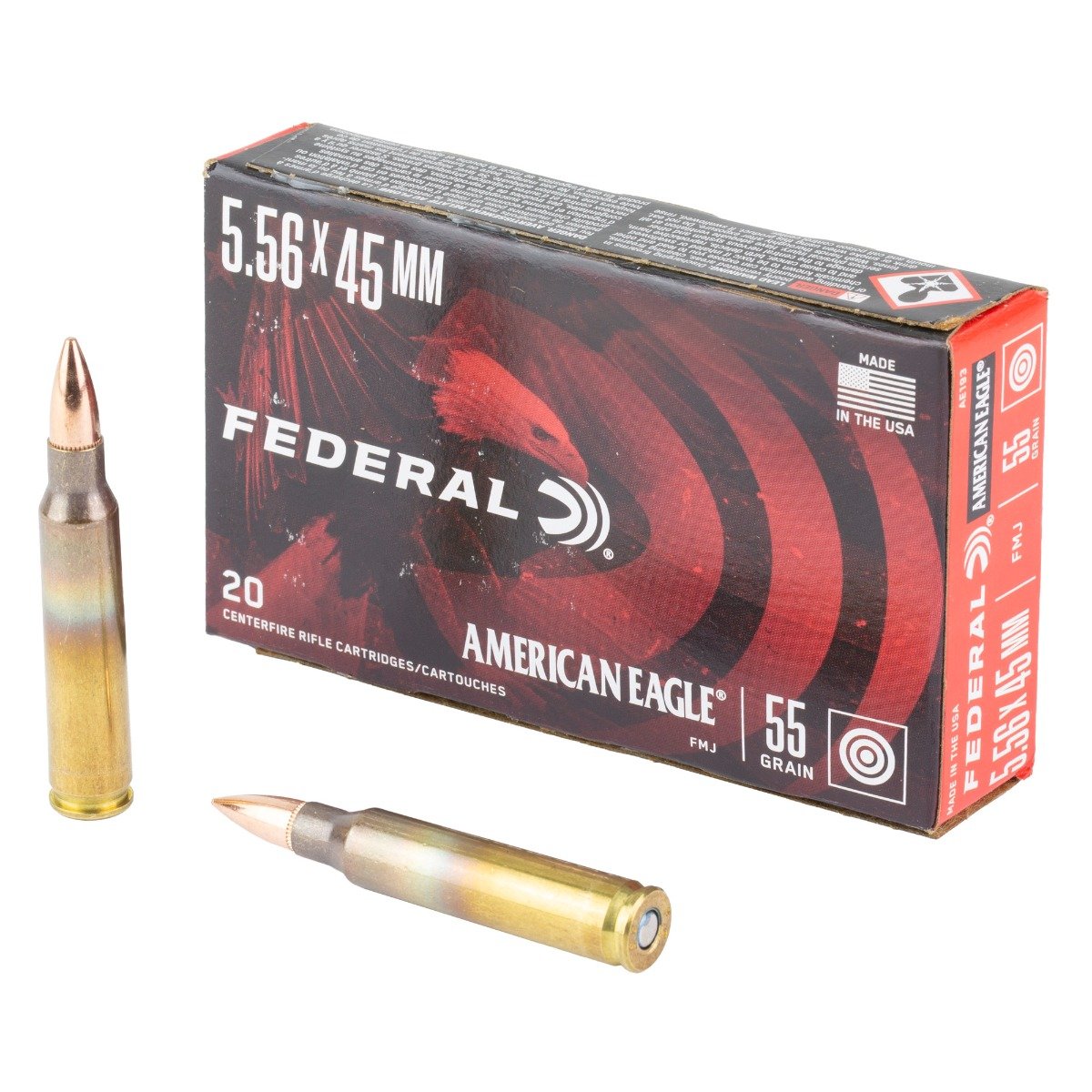 Federal American Eagle 55gr 5.56x45 FMJ 20rd - FEDEAE193 - Federal