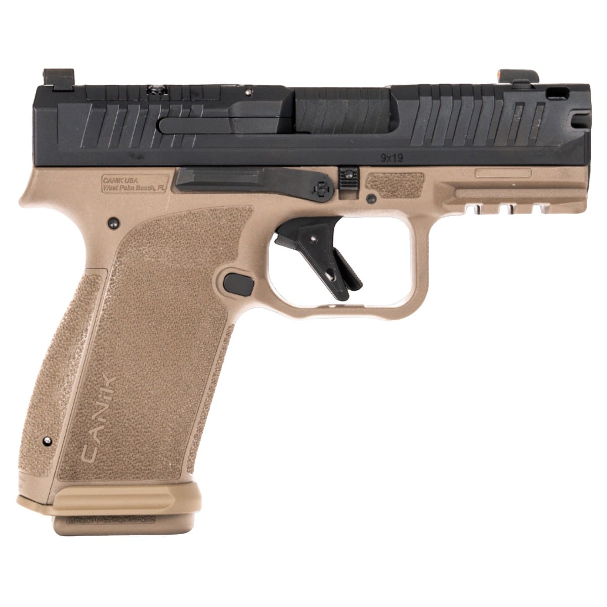 Canik METE MC9 Prime 3.63" 9MM (2)17rd O.R Compensated Pistol, Black/FDE - HG8328BD-N - Canik