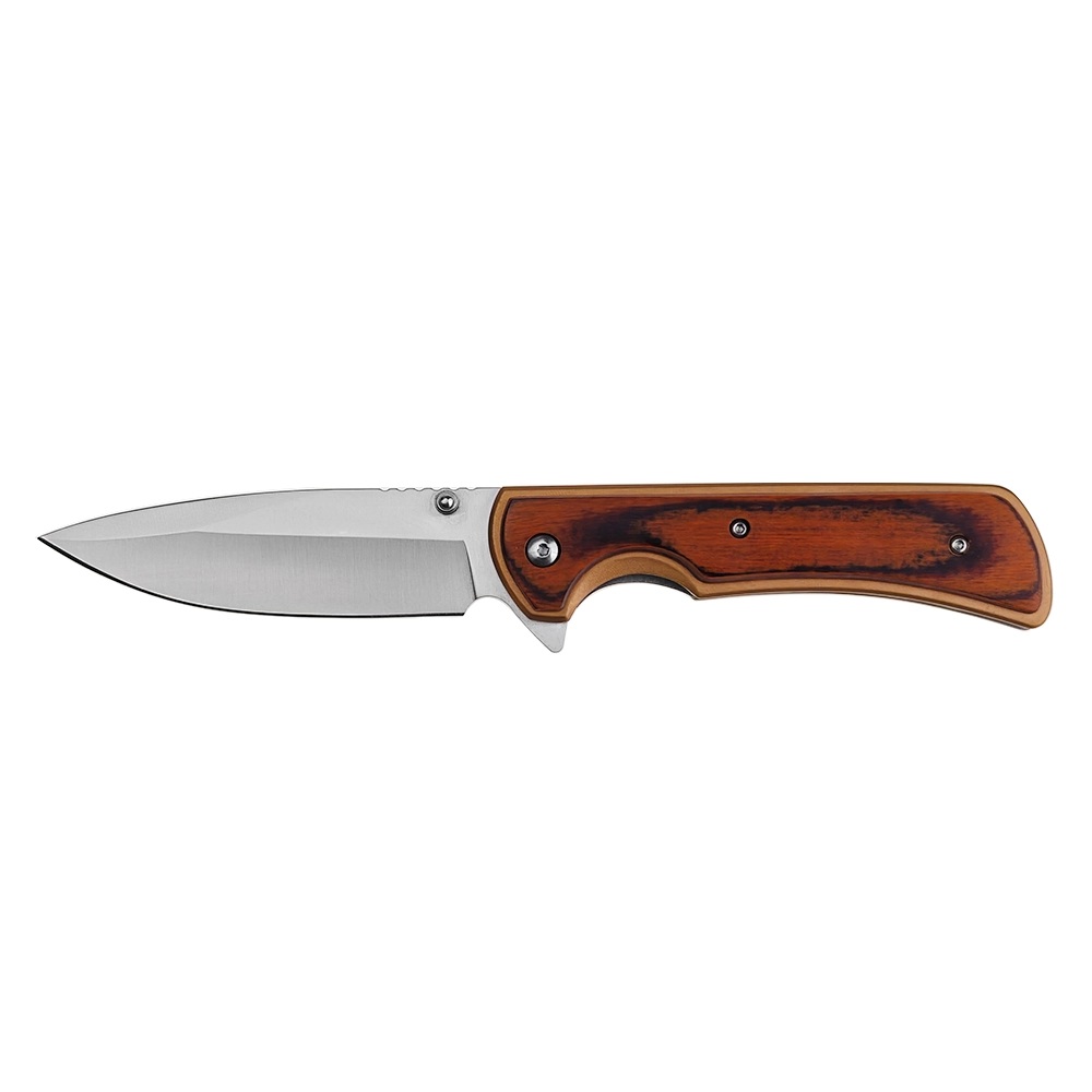 Elk Ridge 2003BZ Folding Drop Point Knife, Dark Brown Wood - ER-A2003BZ