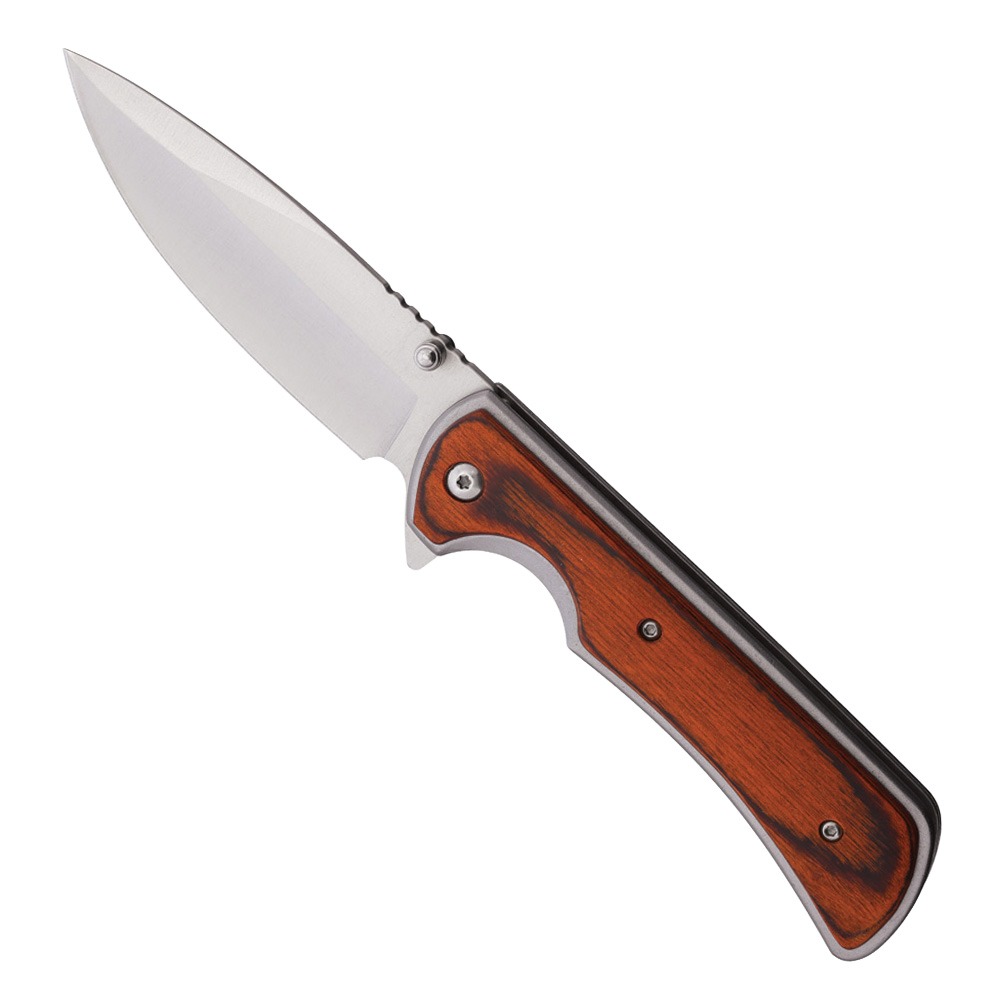 Elk Ridge 2003SL Folding Drop Point Knife, Dark Brown Wood - ER-A2003SL