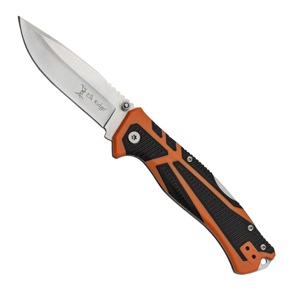 Elk Ridge Trek Folding Drop Point Knife Clam Packed, Orange/Black - ER-TKFDR001CS