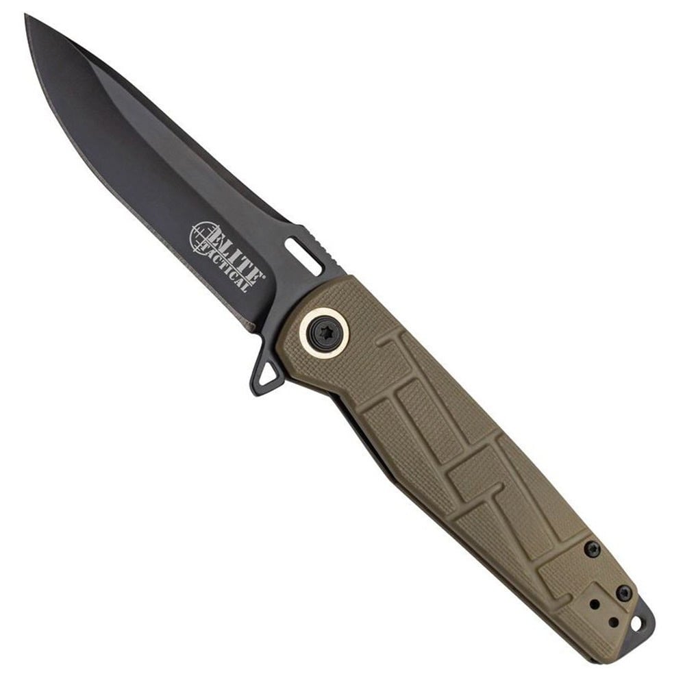 Elite Tactical Readiness Folding Drop Point Knife, Tan - ET-A001TN - Master Cutlery