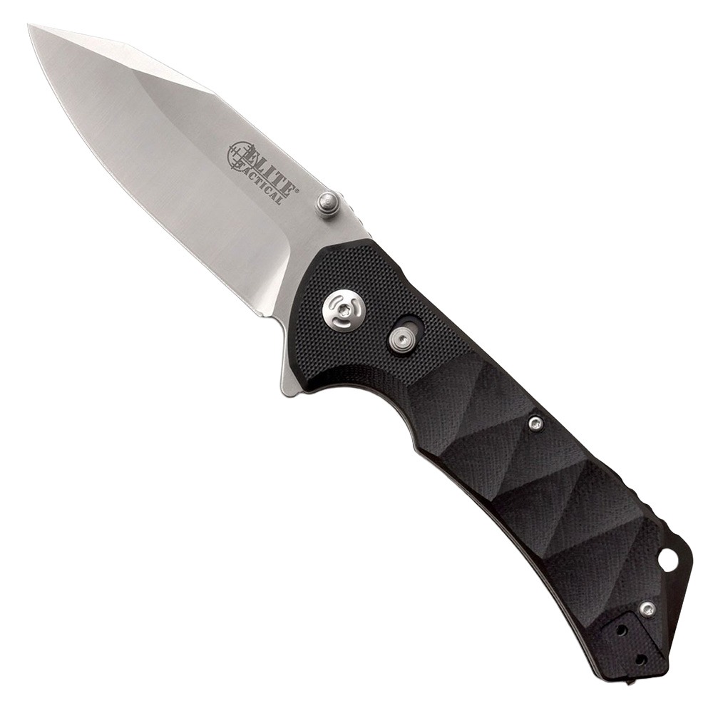 Elite Tactical Elite Tactical Parallax Folding Drop Point Knife, Black - ET-FDR005SCS