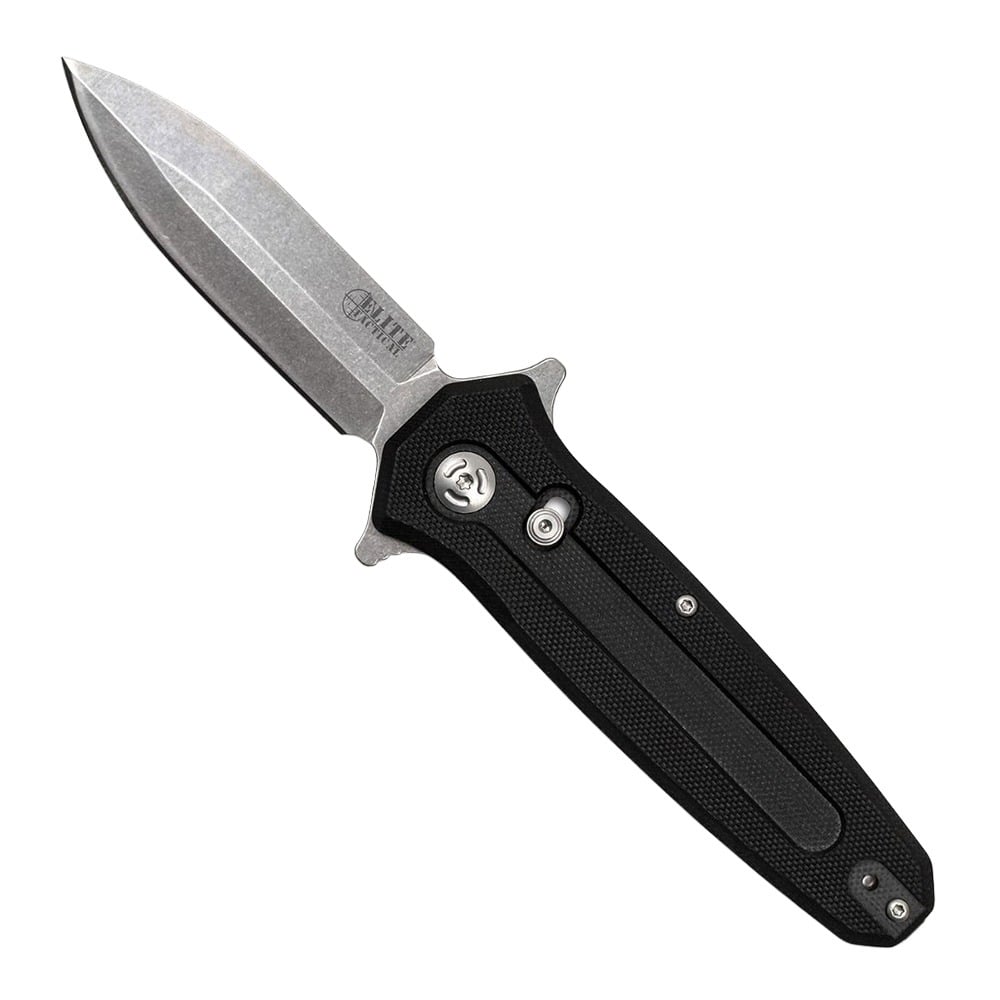 Elite Tactical Incog Folding Spear Point Knife, Black - ET-FDR017CS - Elite Tactical