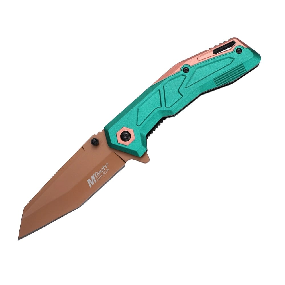 MTech USA A2034 Folding Reverse Tanto Knife, Anodized Green - MT-A2034GN
