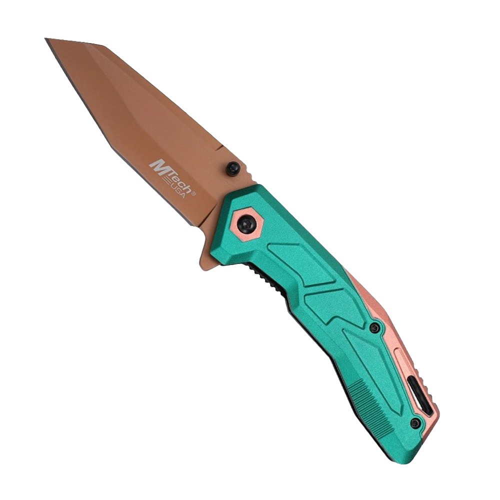 Mtech MTech USA A2034 Folding Reverse Tanto Knife, Anodized Green - MT-A2034GN