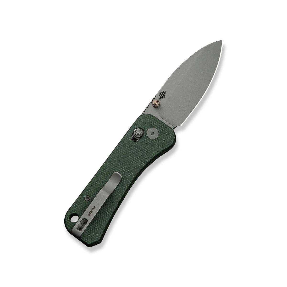 WE Knife Co. Banter 2 Drop Point Knife, Green Canvas Micarta - WE230753