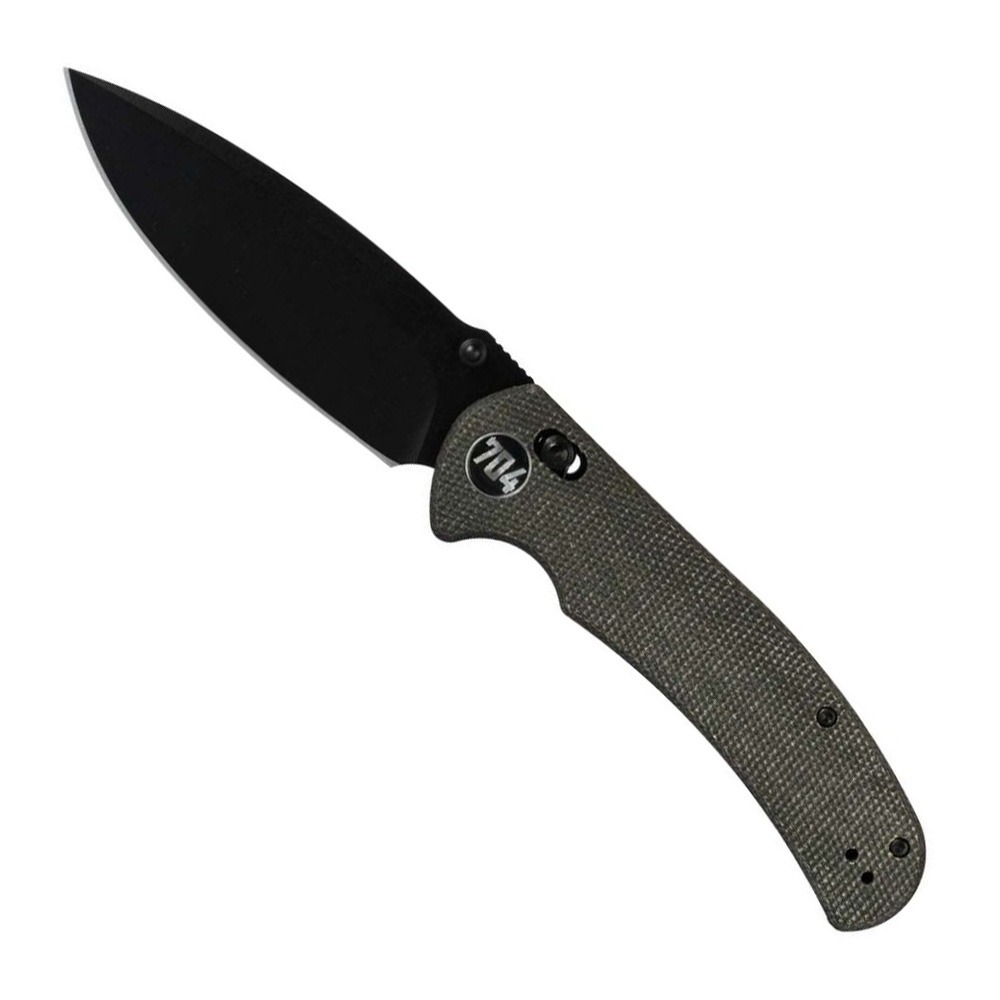 704 Gear Urban Ranger V2 Folding Drop Point Knife, Black Micarta - S1-L-BM-14