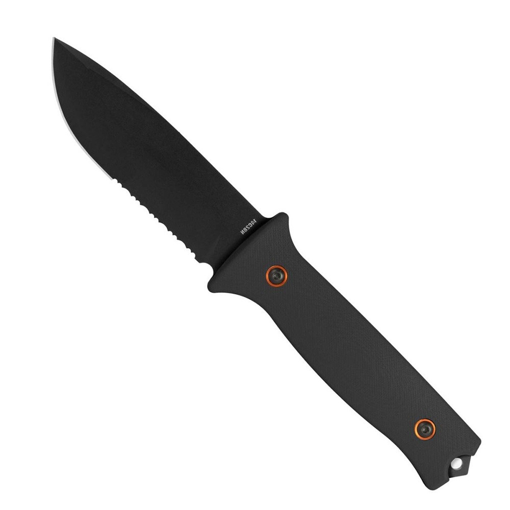 704 Gear Rogue Fixed Blade Drop Point Knife Serrated, Black - FR-B-14