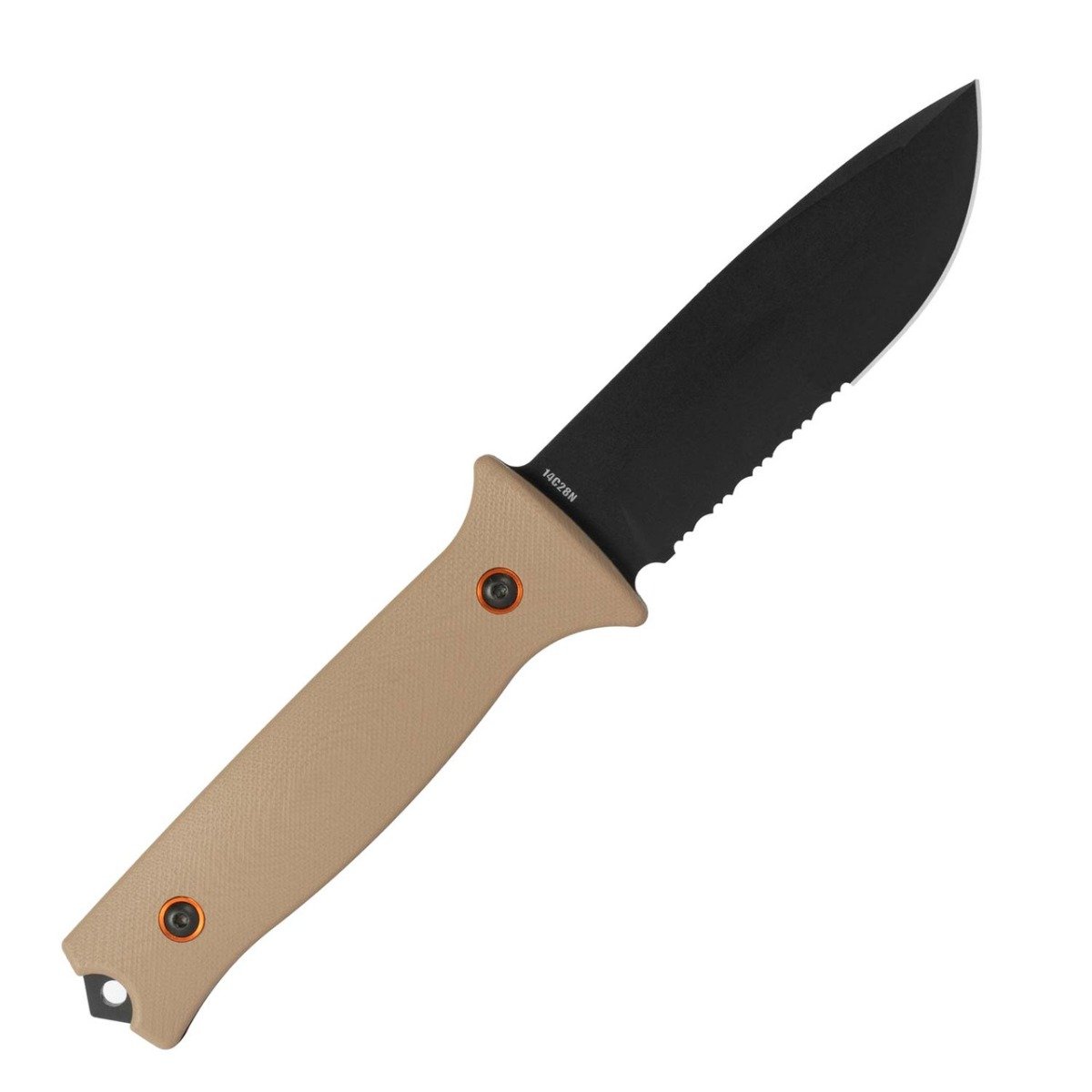 704 Gear Rogue Fixed Blade Drop Point Knife Serrated, Flat Dark Earth - FR-T-14