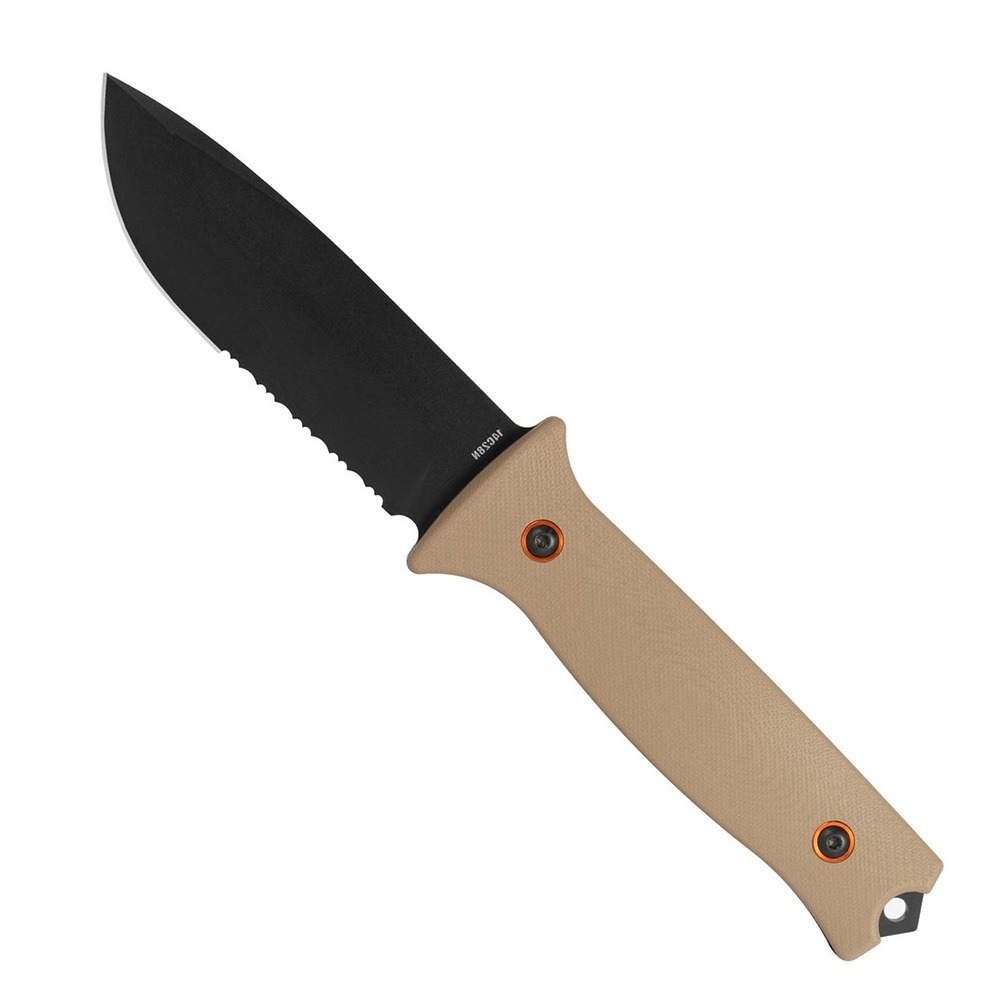 704 Gear Rogue Fixed Blade Drop Point Knife Serrated, Flat Dark Earth - FR-T-14