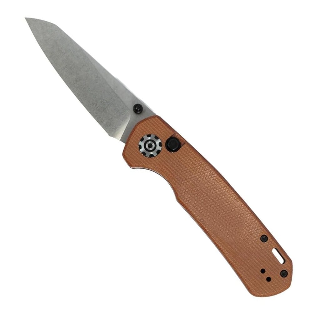704 Gear 704 Gear Mantis Folding Drop Point Knife, Brown Micarta - MAN01-MIC-BRN