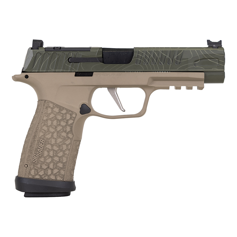 Sig Sauer P365 Fuse Compact 4.3" 9mm (1)17rd/(2)21rd Pistol OD Green w/ Laser Etched TOPO and Coyote Tan