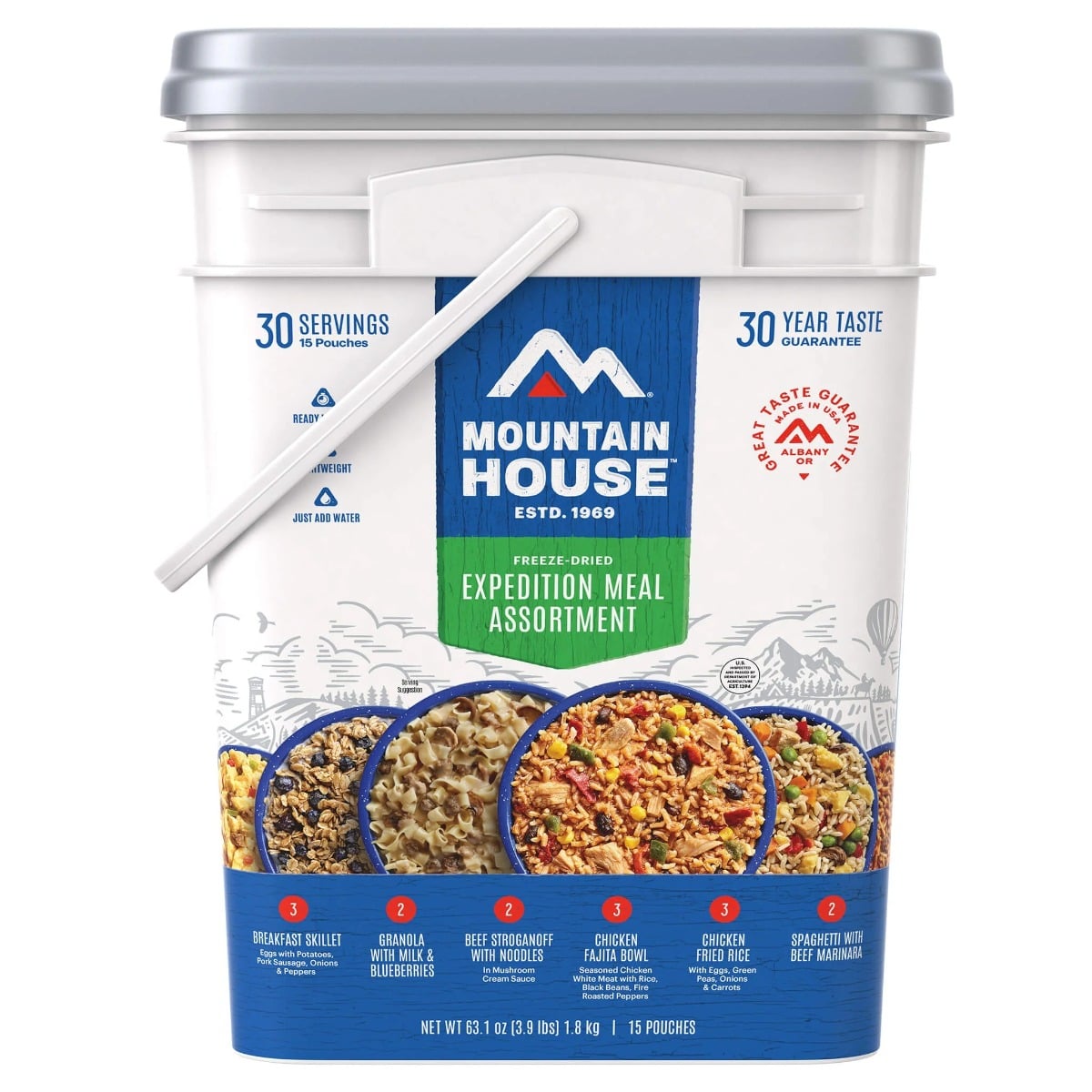 Mountain House Expedition Meal Assortment Bucket Freeze Dried Food Supply - 81664