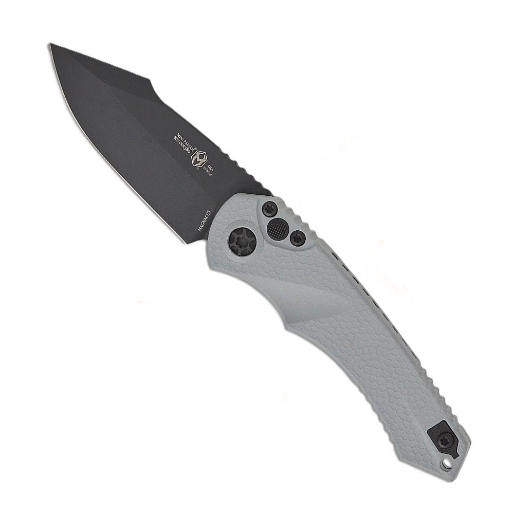 Heretic Knives Mini Pariah Auto Folding Tanto Knife, Gray - H054-4A-GRY