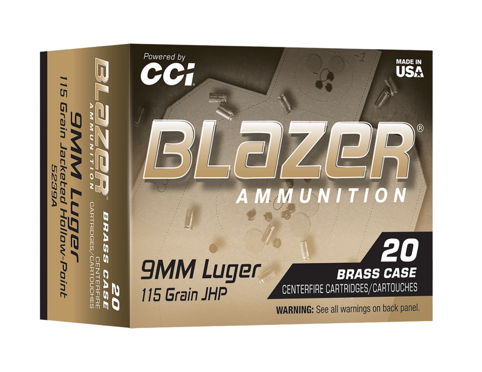 CCI Blazer 9mm Luger 115gr JHP Ammo, 20 rds - 5239A - Cci