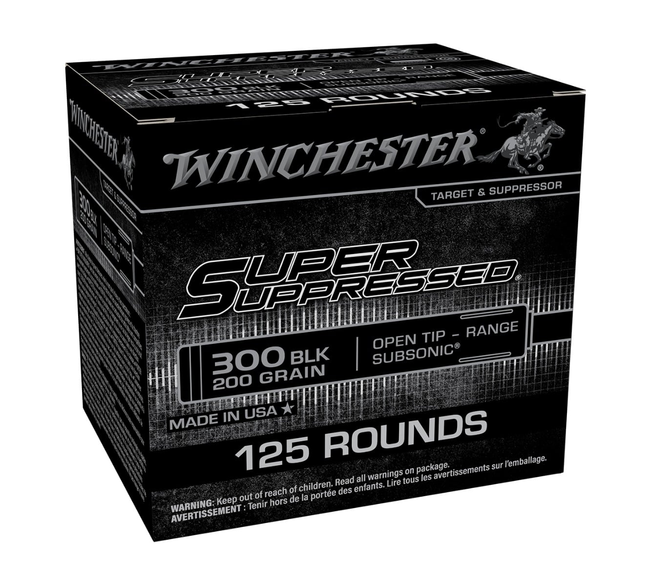 Winchester Winchester Ammo 300 BO Super Supressed FMJOT 200gr Subsonic 125rd - SUP300BLK2