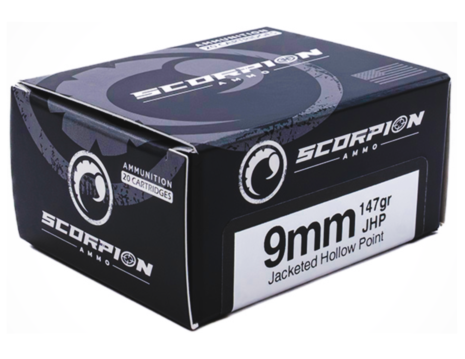 Scorpion 9mm 147gr JHP Ammo, 20rds - 9147JHPS20 - Scorpion Ammo
