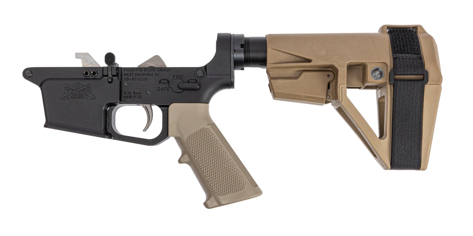 Palmetto State Armory PSA PX9 Classic EPT Complete Pistol Lower SBA5 Brace, FDE