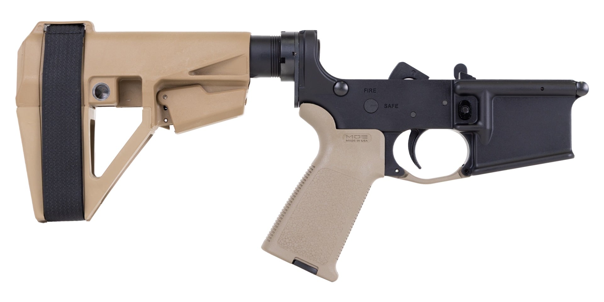 Palmetto State Armory PSA PA15 MOE Complete Lower w/ SBA5 Brace, FDE