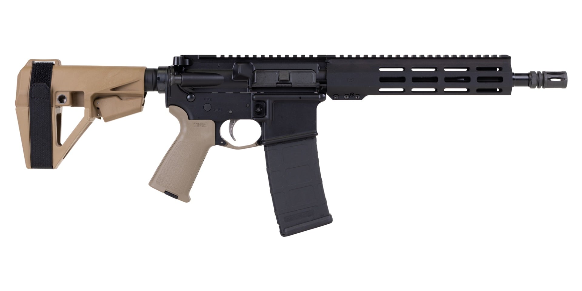 Palmetto State Armory PSA 10.5" Carbine-Length 5.56 NATO 1/7 Nitride 9" Lightweight Hex MLOK MOE EPT SBA5 Pistol, FDE