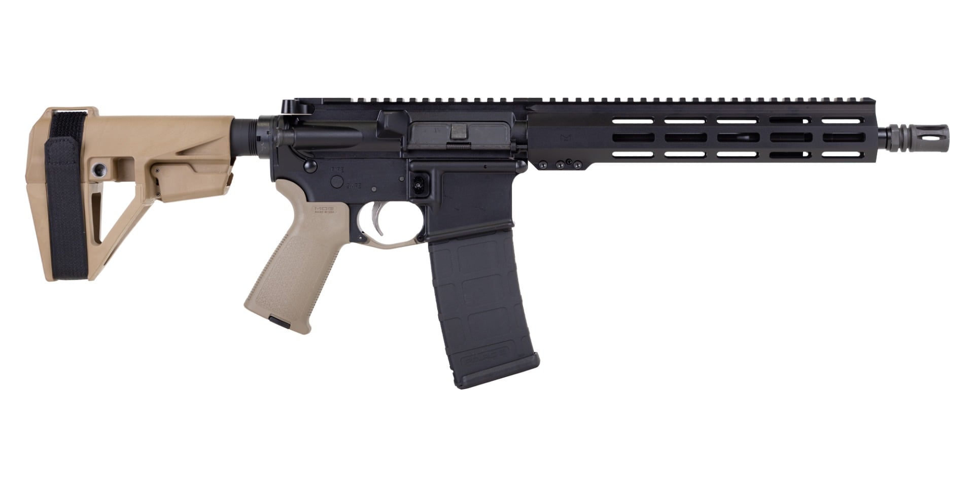 Palmetto State Armory PSA 11.5" Carbine-Length 5.56 NATO 1/7 Nitride 10.5" Lightweight Hex MLOK MOE EPT SBA5 Pistol, FDE