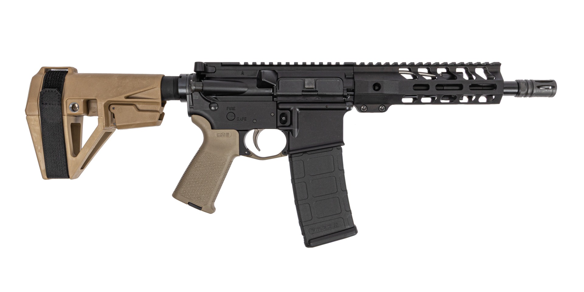 PSA 8.5" Pistol Length 300BO 1/7 Nitride 7" Lightweight MLOK MOE EPT SBA5 Pistol, FDE